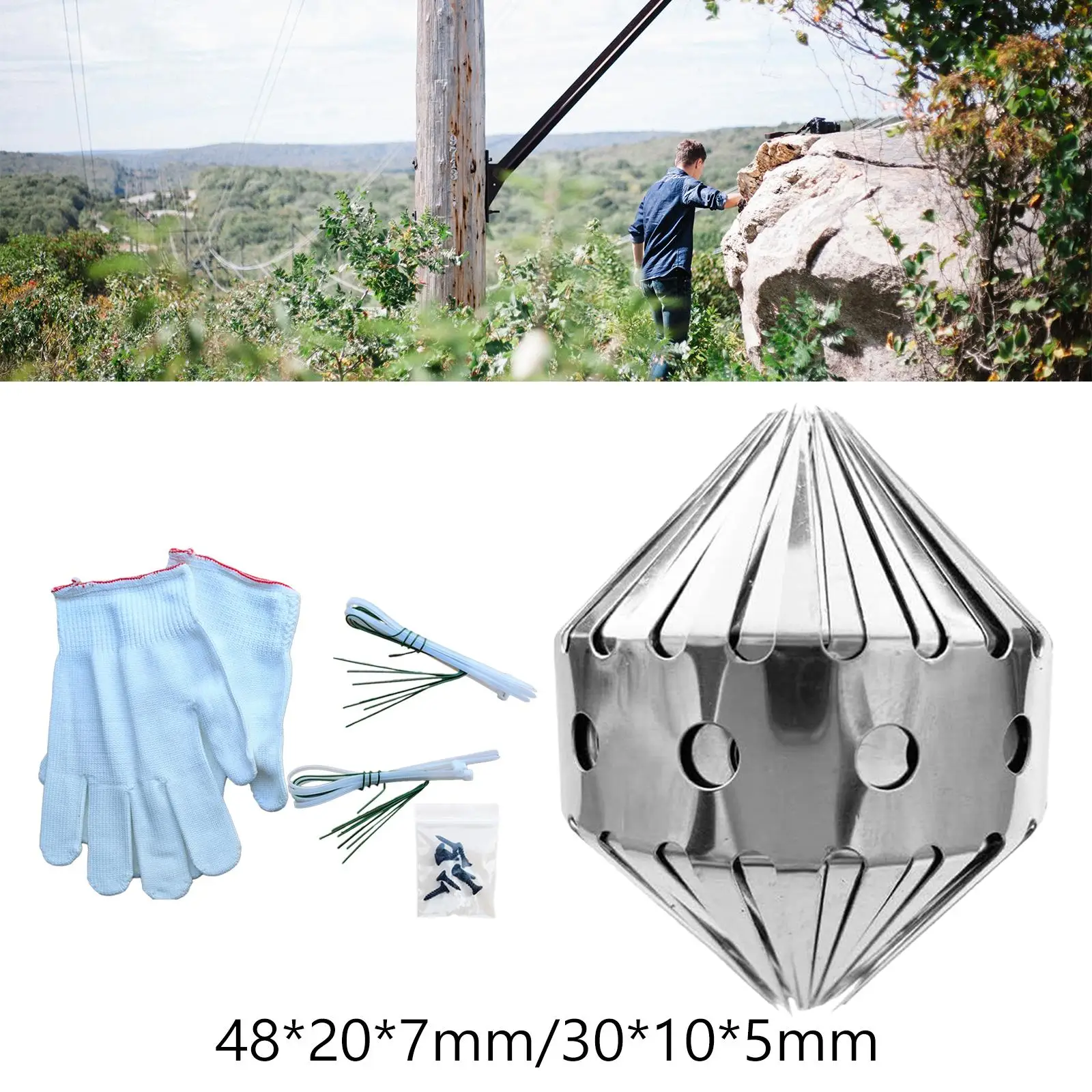 Deterrent Spikes Outdoor with Gloves Ratproof Easy Installation Cuttable Anti Marten for Downpipes Tree Gutter Fruit Tree Poles