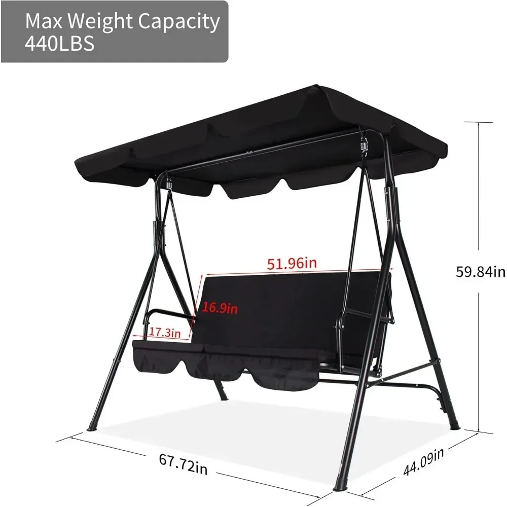 Swing Chair Outdoor Porch Swing with Adjustable Canopy and Durable Steel Frame for Patio Garden Poolside rattan swing chair