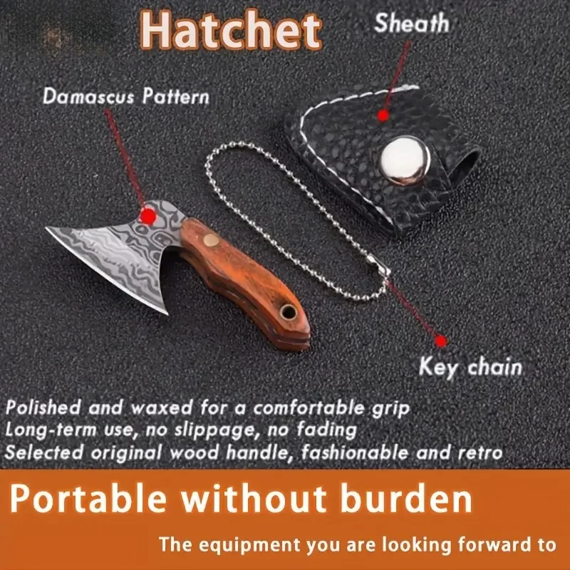 Mini Stainless Steel Axe Hatchet Key Chain - Image 2