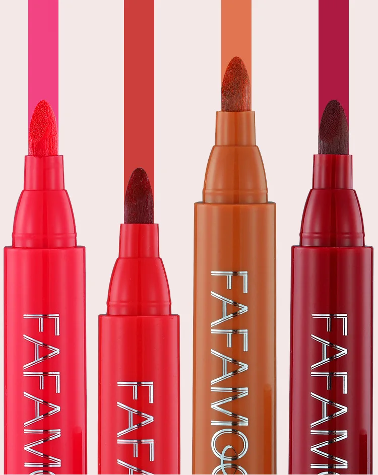 Description Picture 4 of item4 Colors Lip Tint Cosmetic Professional Wood Lipliner Waterproof Lady Charming LipLiner Soft Pencil Contour Makeup Lipstick Tool