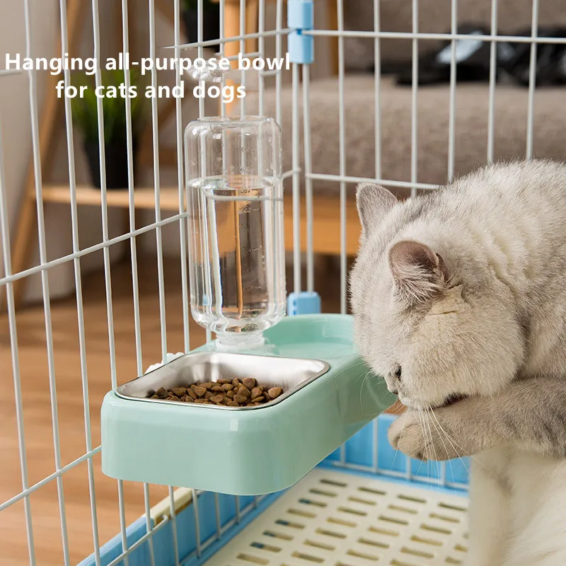 

Pet Bowl Automatic Hanging Cage Large Capacity Drinker Feeder Dog Set Pet Supplies for Puppy Cats Rabbit Pet Feeding Product