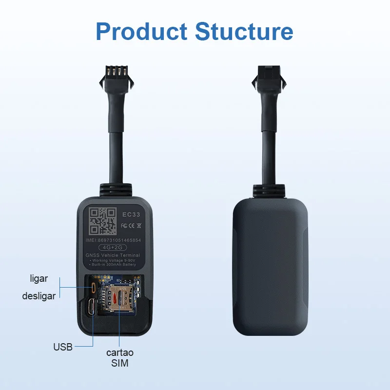 GPS Tracker 2units TrackerKing EC33 4G+2G Mini GPS M&oacute;dulo Quectel J16 Rastreador Support USB Configure With 300mAh Battery