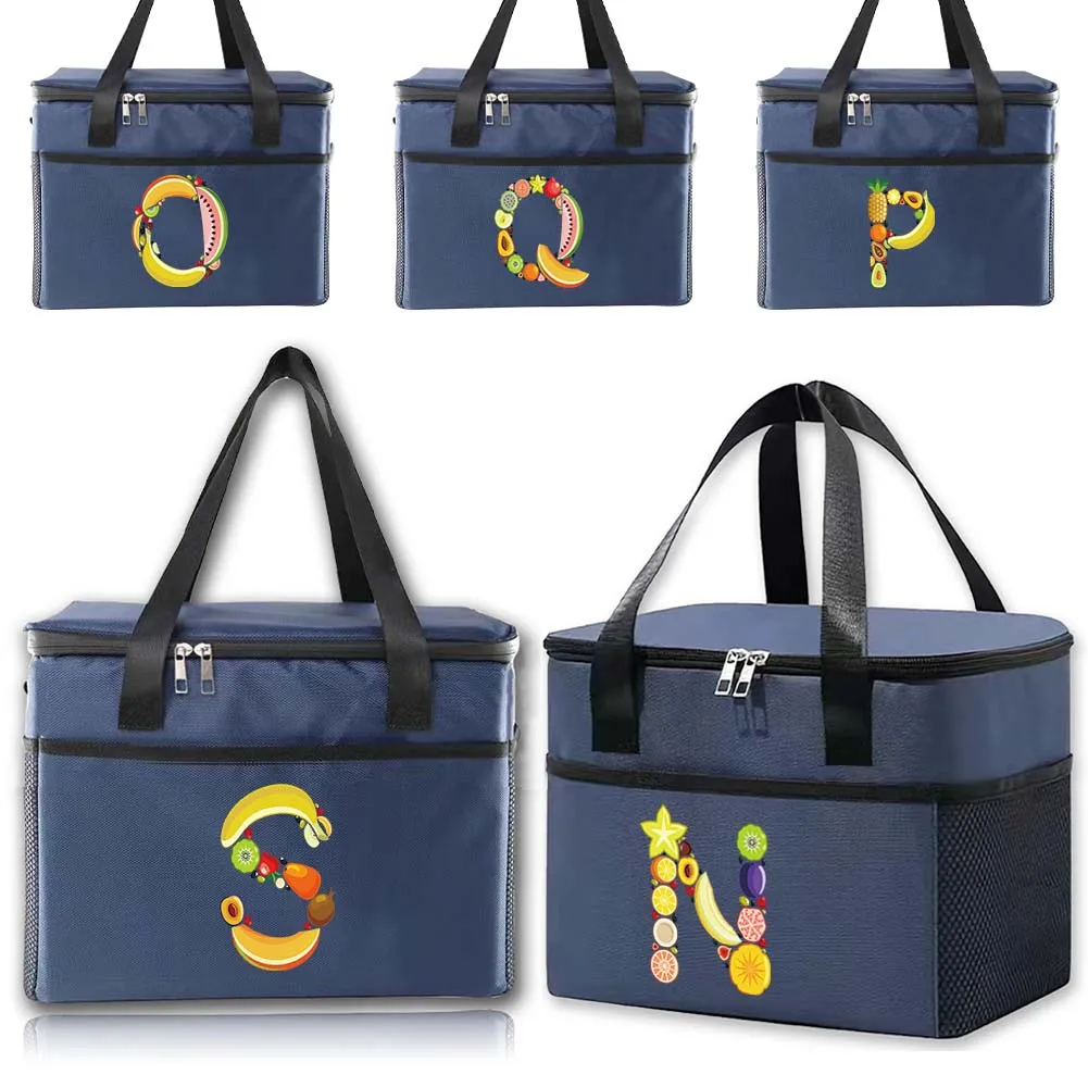 

Сумка-холодильник для обеда, портативные термоизолированные сумки, простые мужские и женские сумки для путешествий на открытом воздухе с принтом фруктов и букв