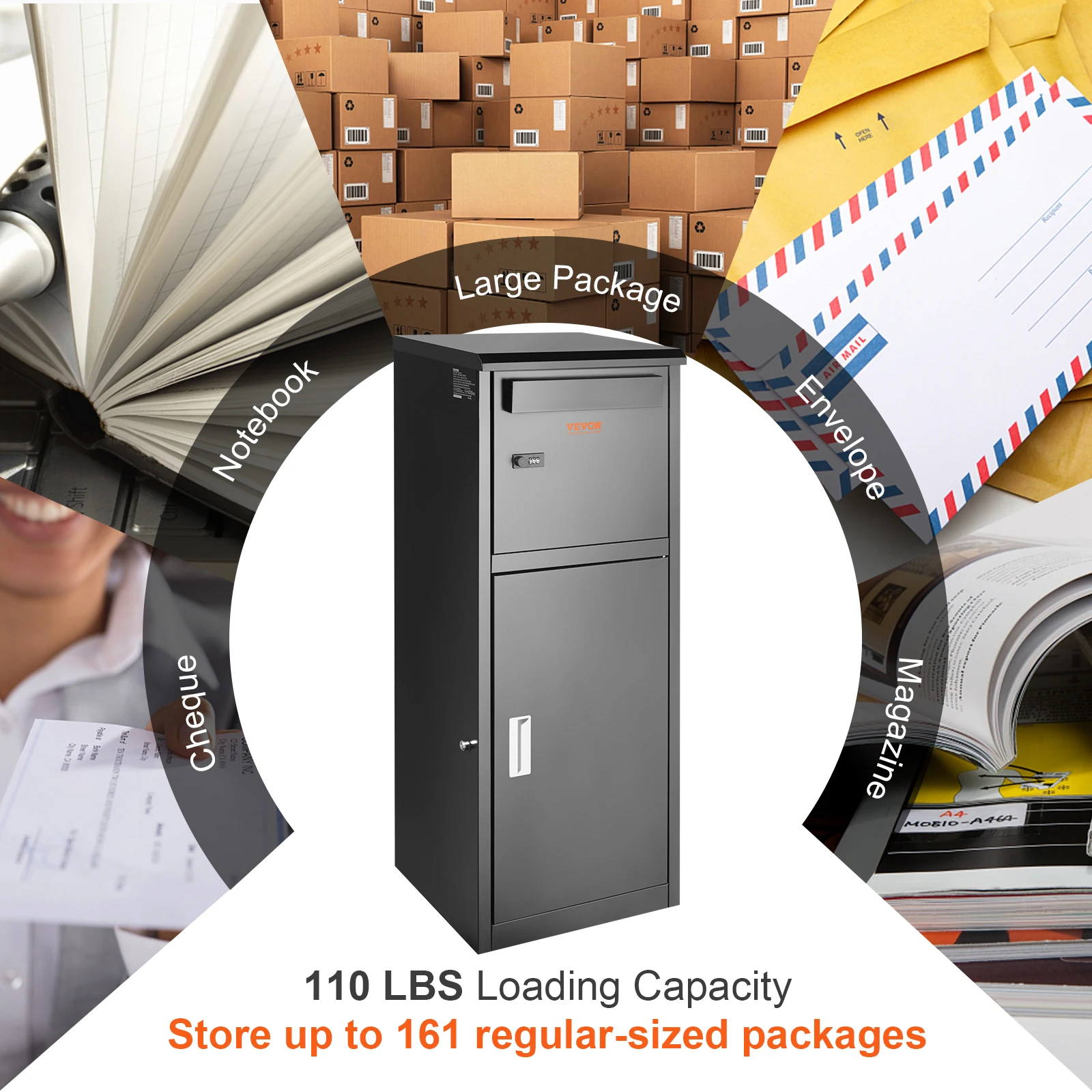 VEVOR Wall Mounted Anti-theft Mailbox IPX3 Waterproof Package Delivery Boxes for Outside Large Storage locking Mailbox for Home Wall Mounted Mailbox