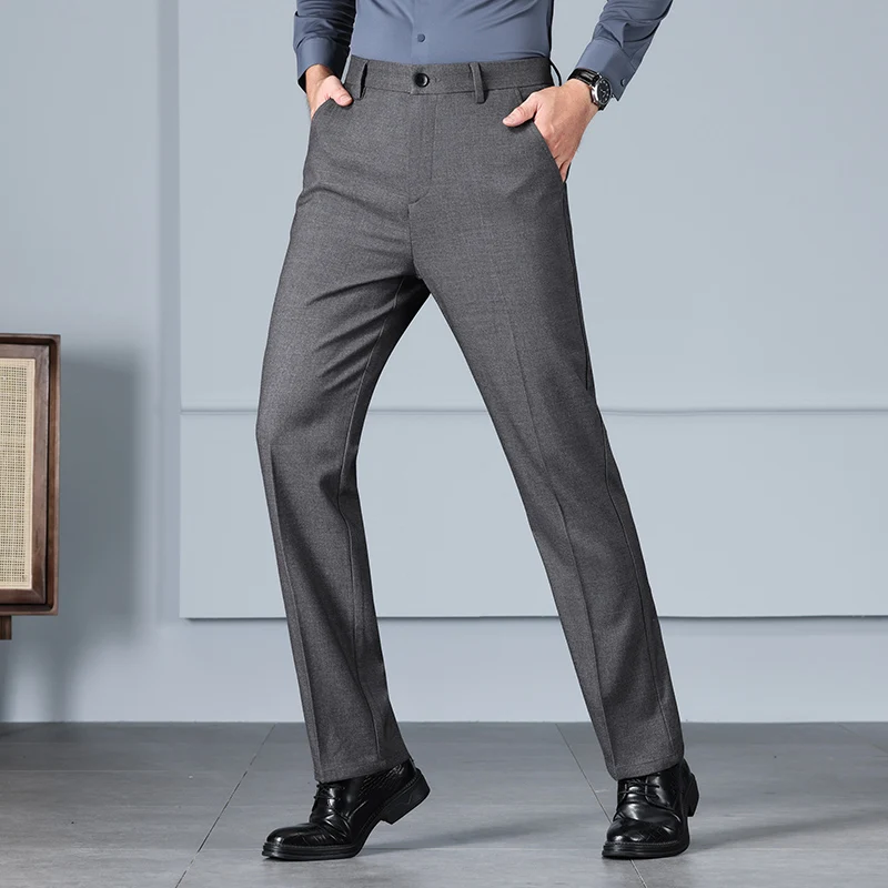 High Waist Loose Trousers Business Men's Straight All-Matching Fashion Quality Middle-Aged Leisure Formal Trousers