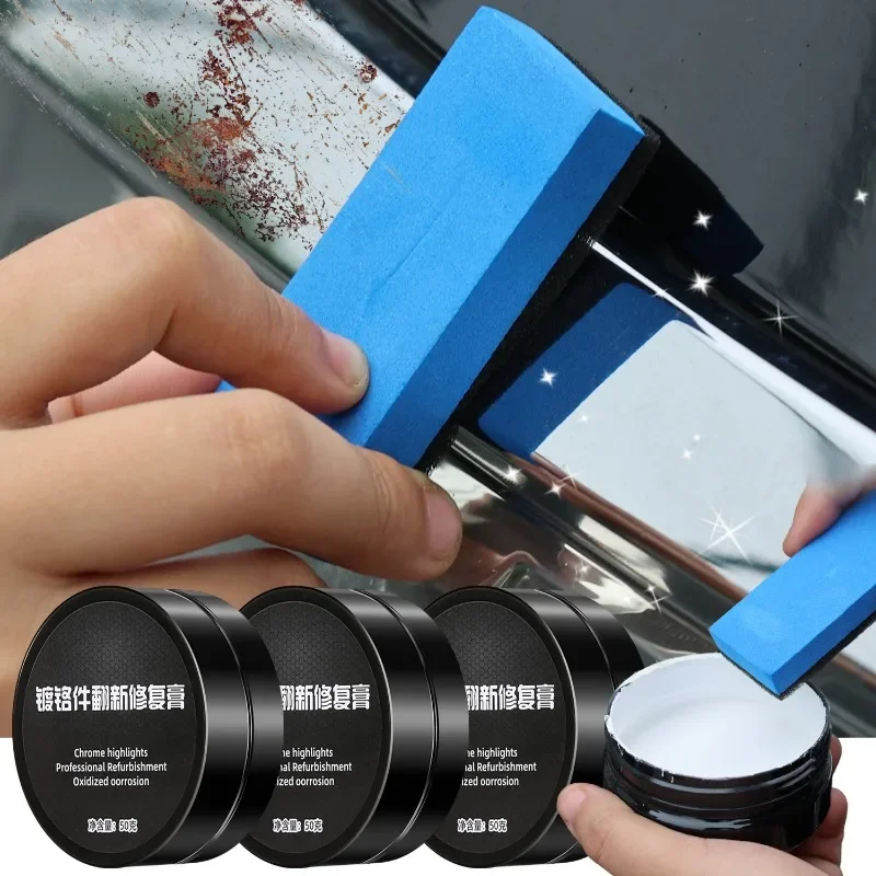 Metal Polish Car Repair Paste Universal Chrome Restoration Polish Metal Shine Renovation Compound for Car Door Handles Windows Trim Chrome-Plated Repair Paste