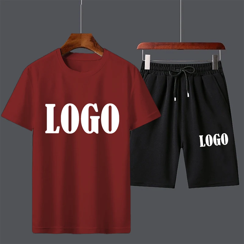Customized Summer Trending Men Casual Suits Short Sleeve T-shirt+Shorts Sets Fashion Beach Two-piece Set 4