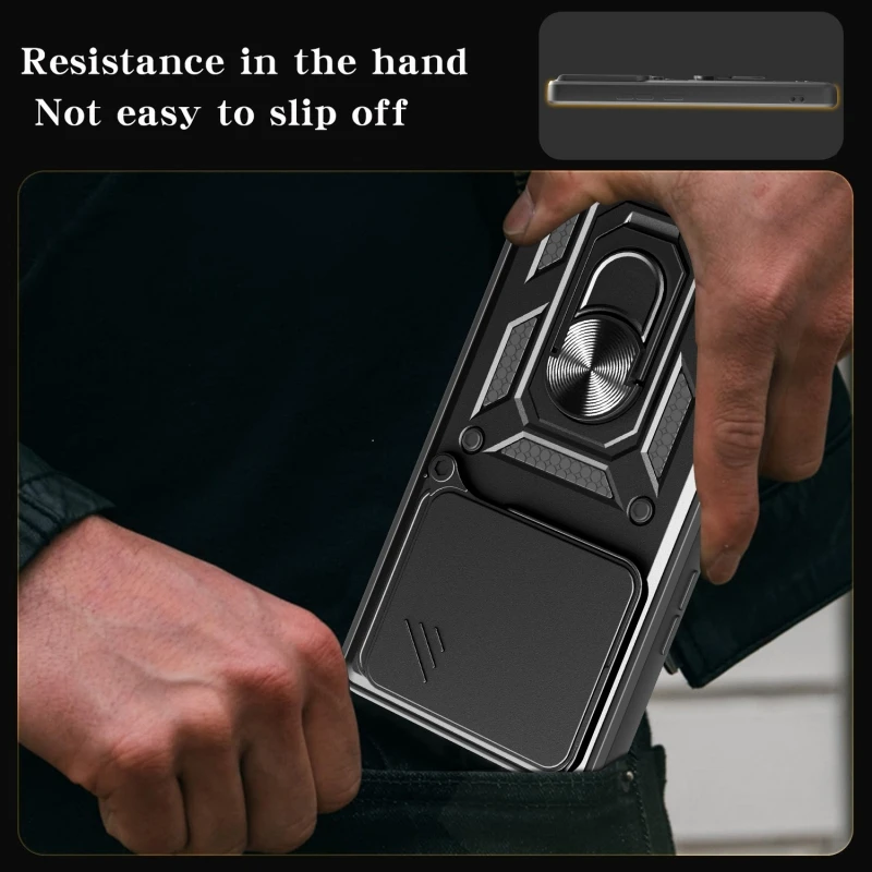 Durable Armor Slide Camera Protection Case with Car Magnetic Holder