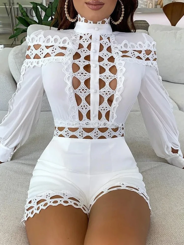 Roma playsuit with detachable white cutwork collar