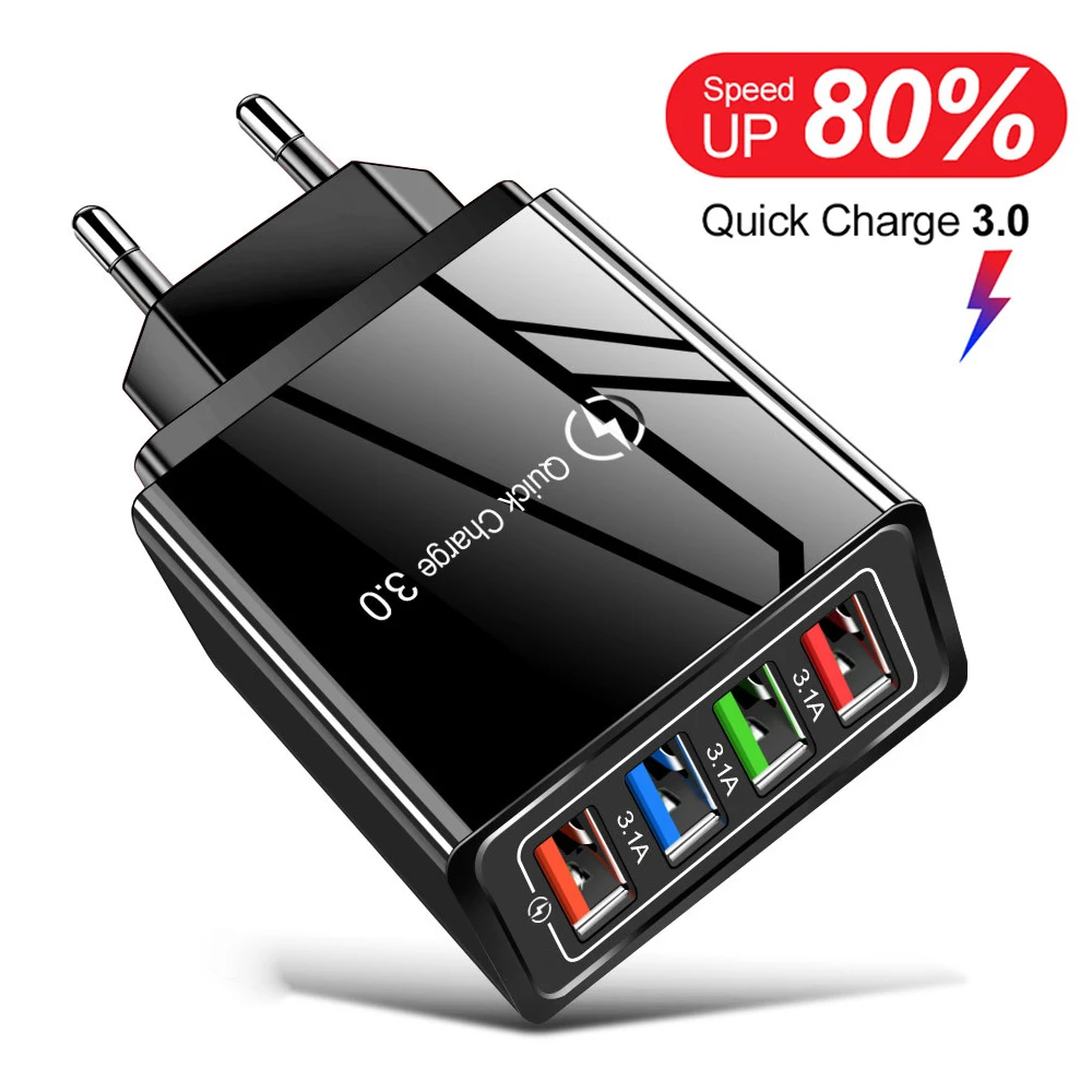 Caricabatterie Usb Lovebay Quick Charge 3.0 Caricatore Per Cellulare Da Parete Per Iphone Samsung Xiaomi Portable Eu Us Plug 3.1A Ricarica Rapida