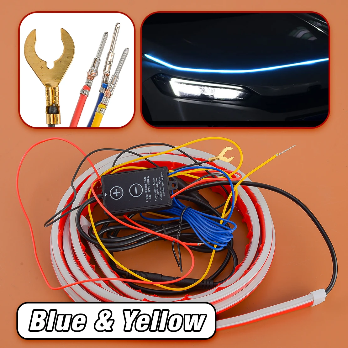 

Универсальный Автомобильный Запуск 2 м, динамический потоковый светильник и желтая зеркальная световая полоса, дневной свет, дневной свет, световой сигнал поворота