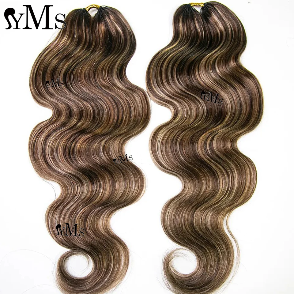 Lightweight Miracle Knots Crochet Human Hair YMS Light brown honey blonde Body Wave Crochet Human Hair For Braiding Full Head 5