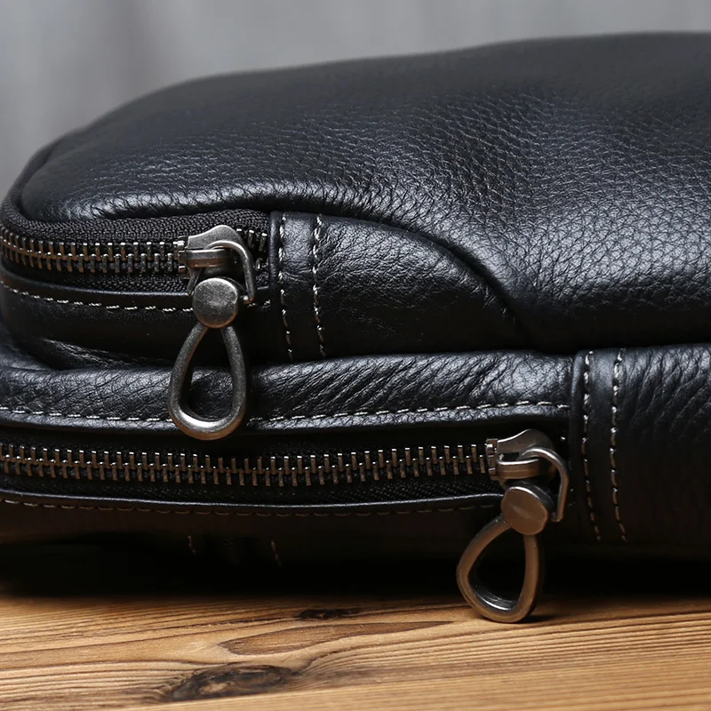 NZPJ Genuine Leather Men's Chest Bag Casual Crossbody Bag Top Layer Cowhide Men's Bag Trendy Tablet Computer Bag Trendy Backpack