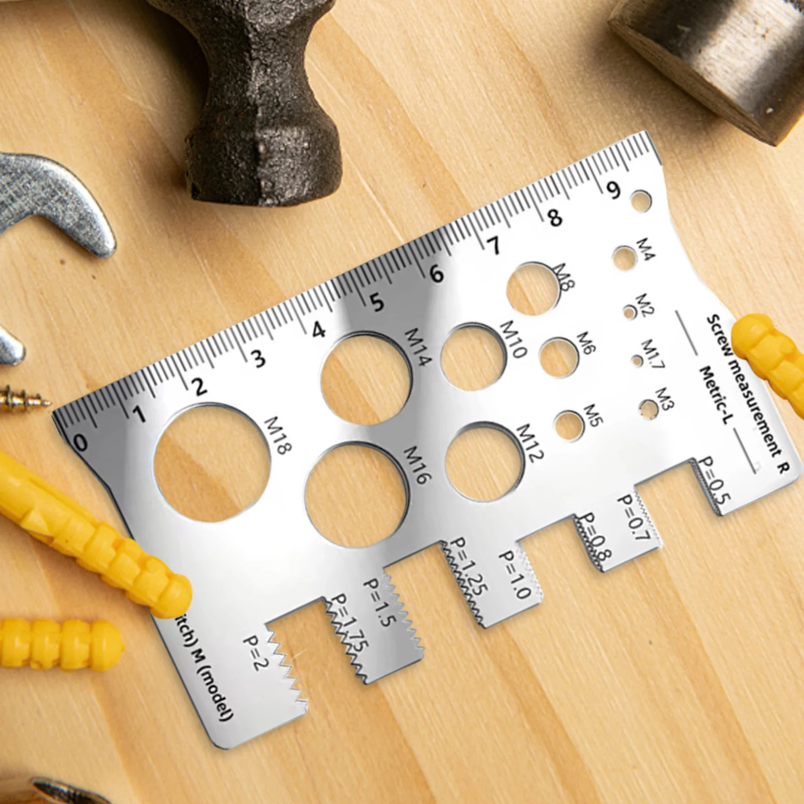 410 Stainless Steel Screw Measuring Ruler Precise Tooth Pitch Measurement Diameter Pitch Bolt Calipers Thread Gauge Ruler