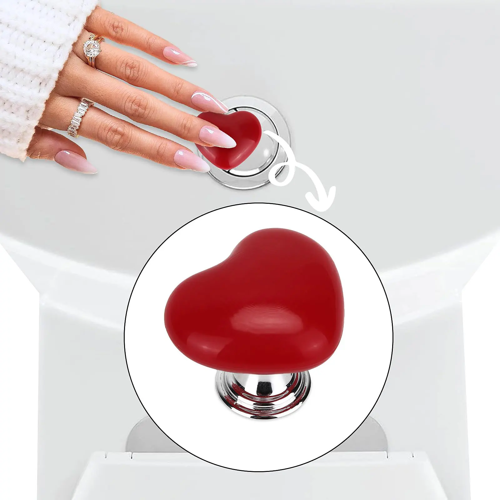 Toilet Tank Press Button For Women Manicure 4Pcs Love Heart Shaped Toilet Flush Button Pusher toilet flush button