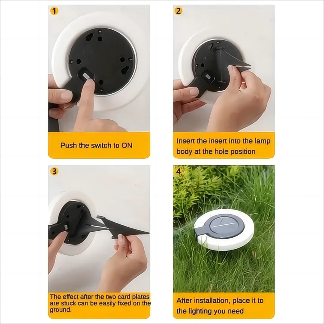 4pcs Round Foldable Solar Deck Lamp Set – Modern Outdoor Disk Lights
