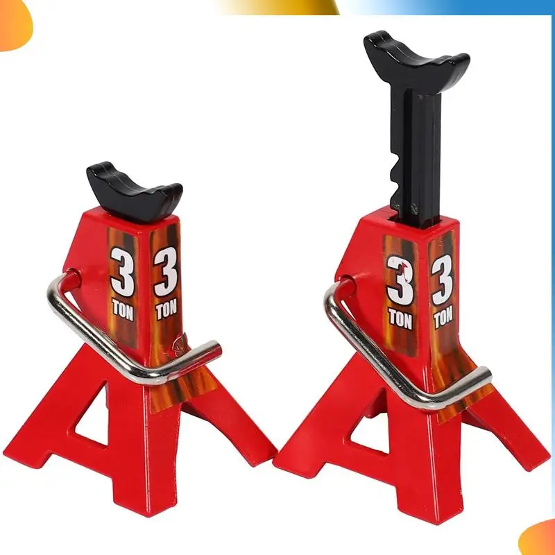 B48A 6PCS Metal 3 Ton Simulated Jack Height Adjustable Repair Bracket Scene Tool For 1/10 TRX4 D90 CC01 Red (Toy Model)