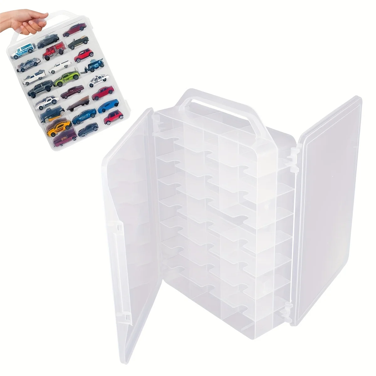 1pc double-sided storage box portable transparent storage box 46 compartments storing embroidery sewing thread sewing storage box sewing thread box