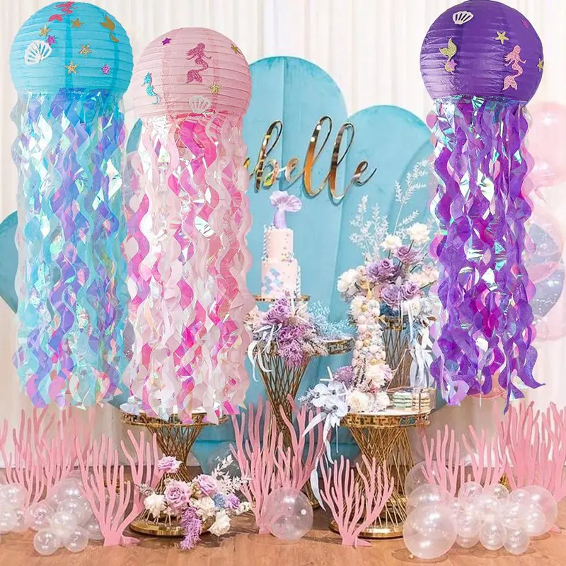 Party Decorations Mermaid Party Decorations Litte Mermaid Jellyfish Paper Lantern Under the Sea Party Decor Girl Babyshower Birthday Decor