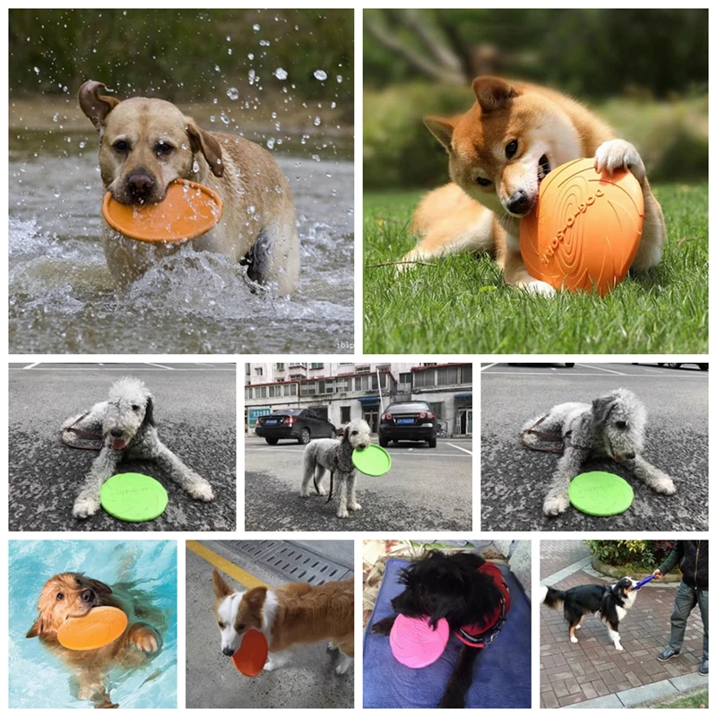 15/18/22cm Pet Dog Silicone Game Flying Discs Anti-Chew Dog Toy Flying Discs Trainning Interactive Toys Pet Supplies Flying Disc 5