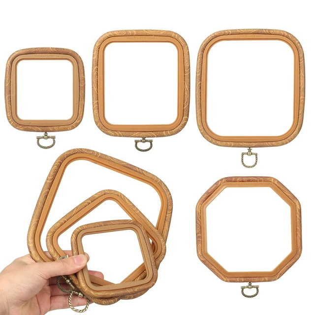 Wood Grain Embroidered Stretch Tool Plastic Octagon Square Embroidery Hoop  DIY Needlecraft Handmade Sewing Accessories - AliExpress
