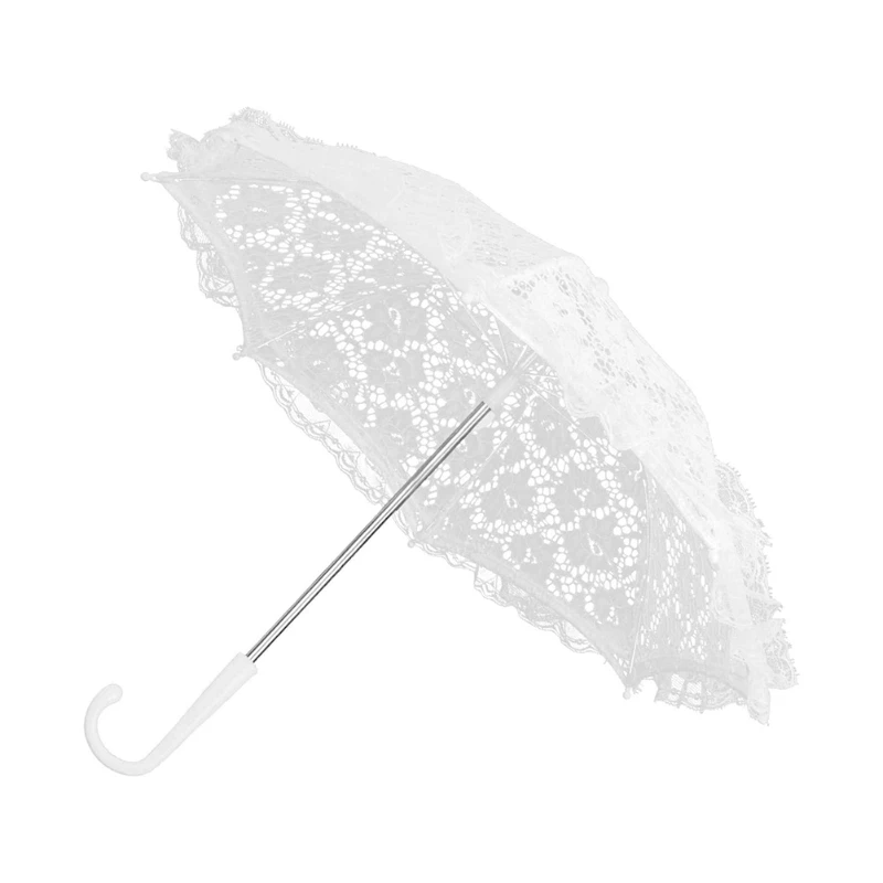 *White Wedding Umbrella, Women Parasol White Lace Umbrella Handmade Photography Prop Umbrella For Wedding Party Decor Stage Perf
