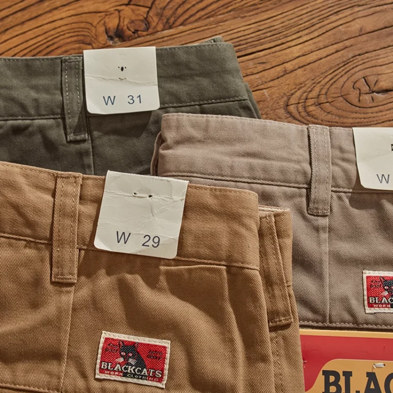 Cotton woven American casual pants men's overalls Japanese retro May Khaki SLIM slim straight leg pants - Image 2