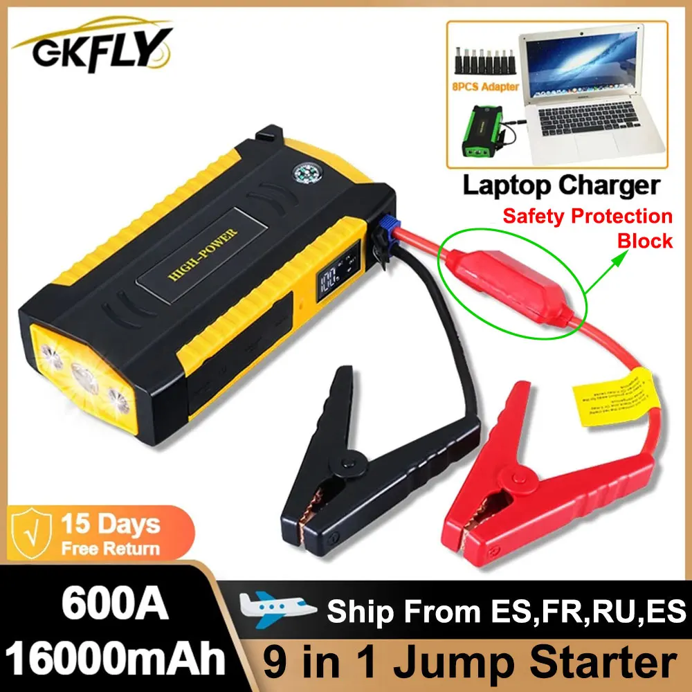 Gkfly Upgrade Car Jump Starter 12v Portable Power Bank Starting Device