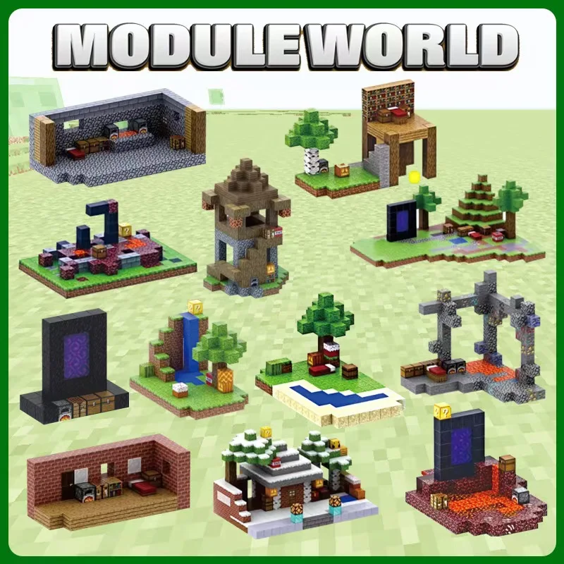 Magnetic Building Blocks Mine World Cube Magnet World Set for Boy Girl Kid Age 3+ Construction DIY Stem Montessori Sensory
