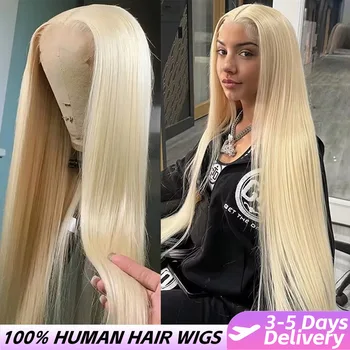 Peluca lisa rubia 613 de cabello humano brasileño con encaje HD frontal 1