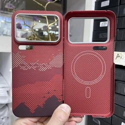 Aramid Fiber Magnetic Carbon Case - Sleek Durable Cover with MagSafe Compatibility for Xiaomi 17 pro max (Red(Mag))