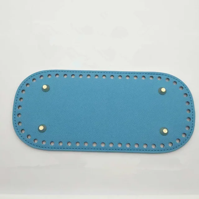 Long Bottom for Knitted Bags PU leather Bag Accessories Handmade Bottom DIY Crochet Bag Bottoms for Women Handbag blue