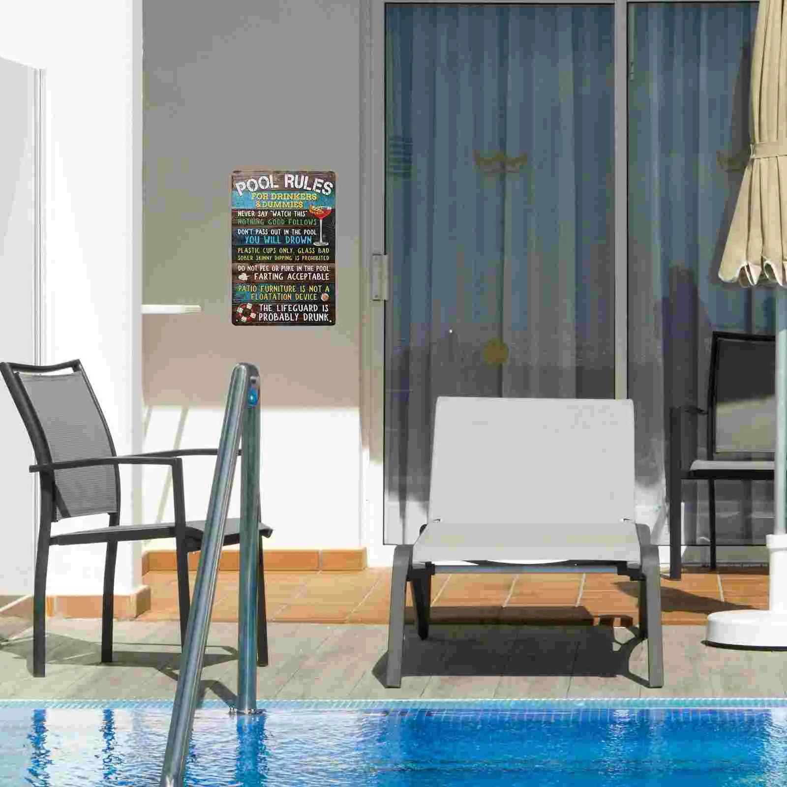 

Tin Pool Rules Sign Durable Ornament Outdoor Decor for Swimming Pools Outdoor Pool Rules Sign for All Pool Types