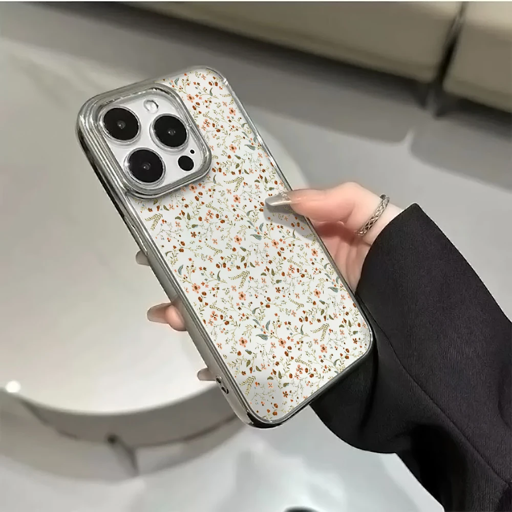 Elegant Floral Transparent Shockproof Phone Case with Plated Accents