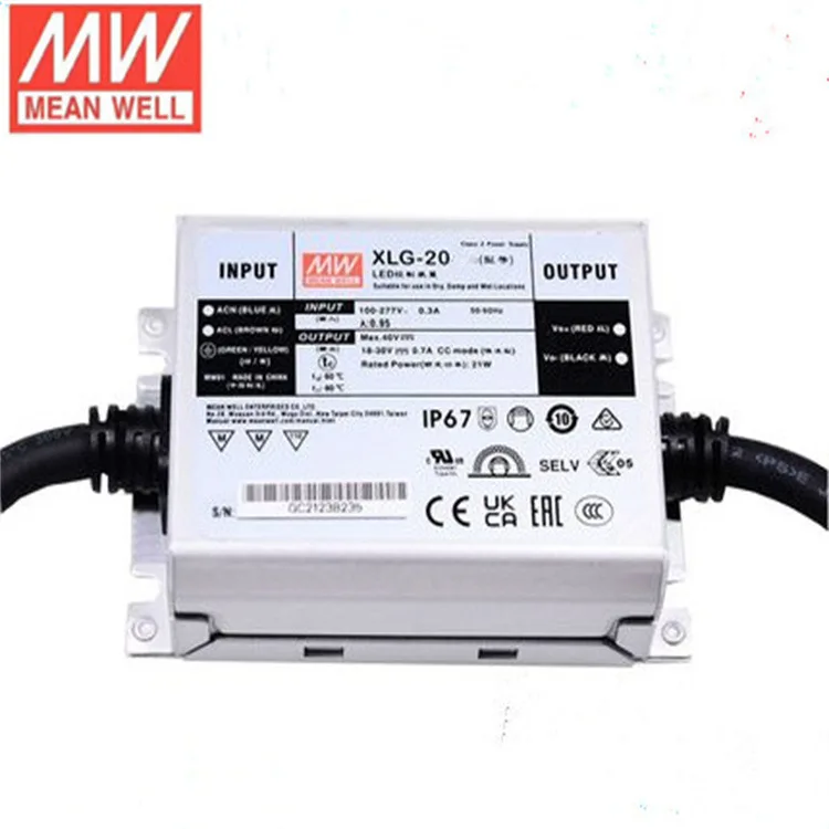 

MEAN WELL XLG-20 20W Constant current mode output LED driver XLG-20-H/L/M-B Switching Mode Power Supply XLG 20 LED