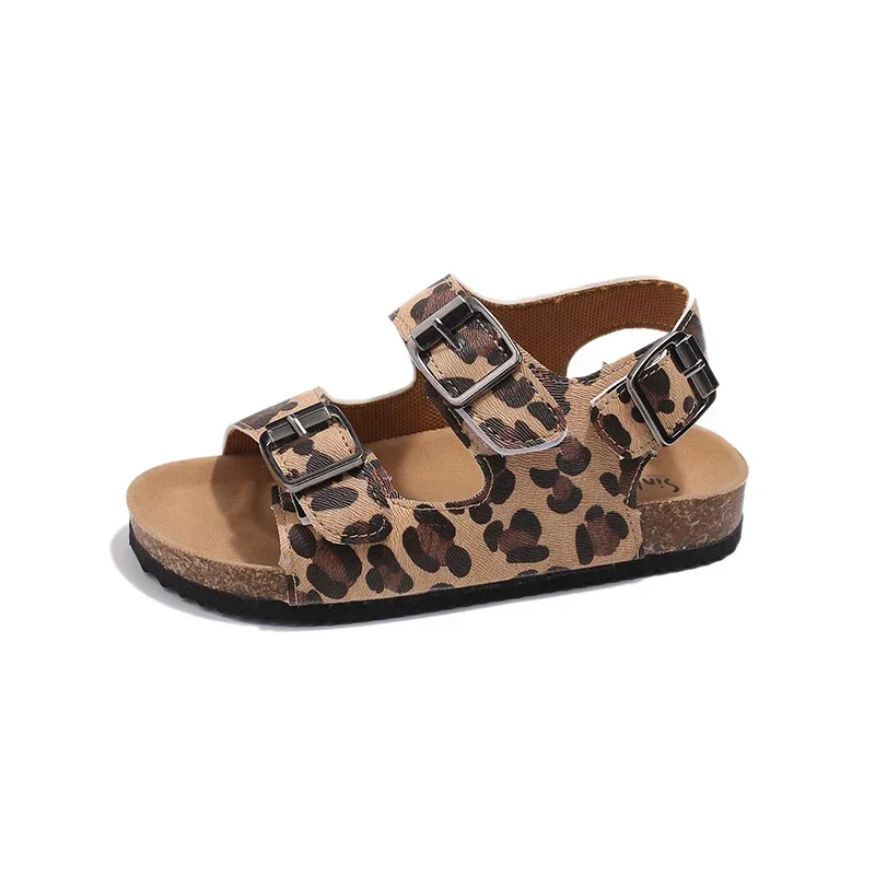 Fashion Kids Summer Sandals for Boys Girls Medium Big Children Beach Sandals Open Toes Leopard Prints Classic Buckle kids shoes children sandals kids sandals beach shoes