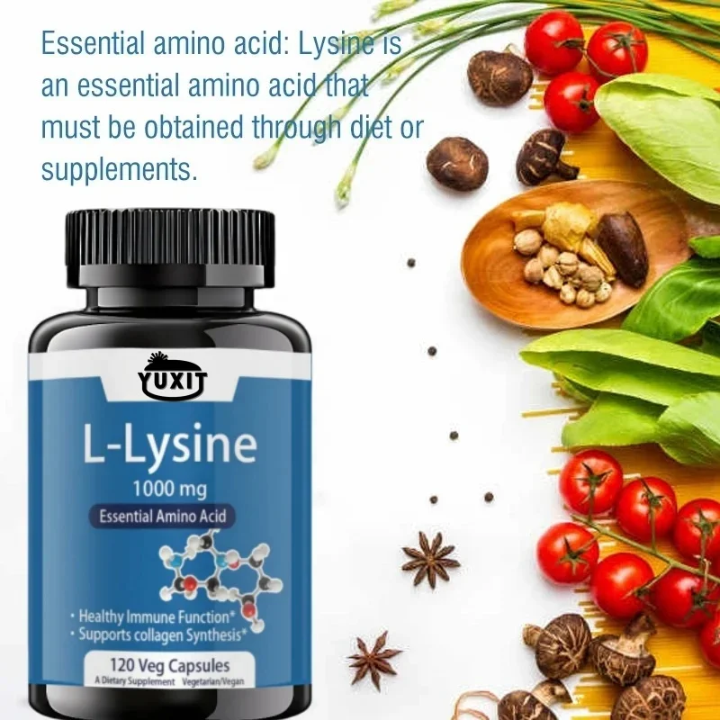 LLysine 1000mg 120 Tablets Enhances Absorption Assimilation Skin Lip Integrity Collagen Support