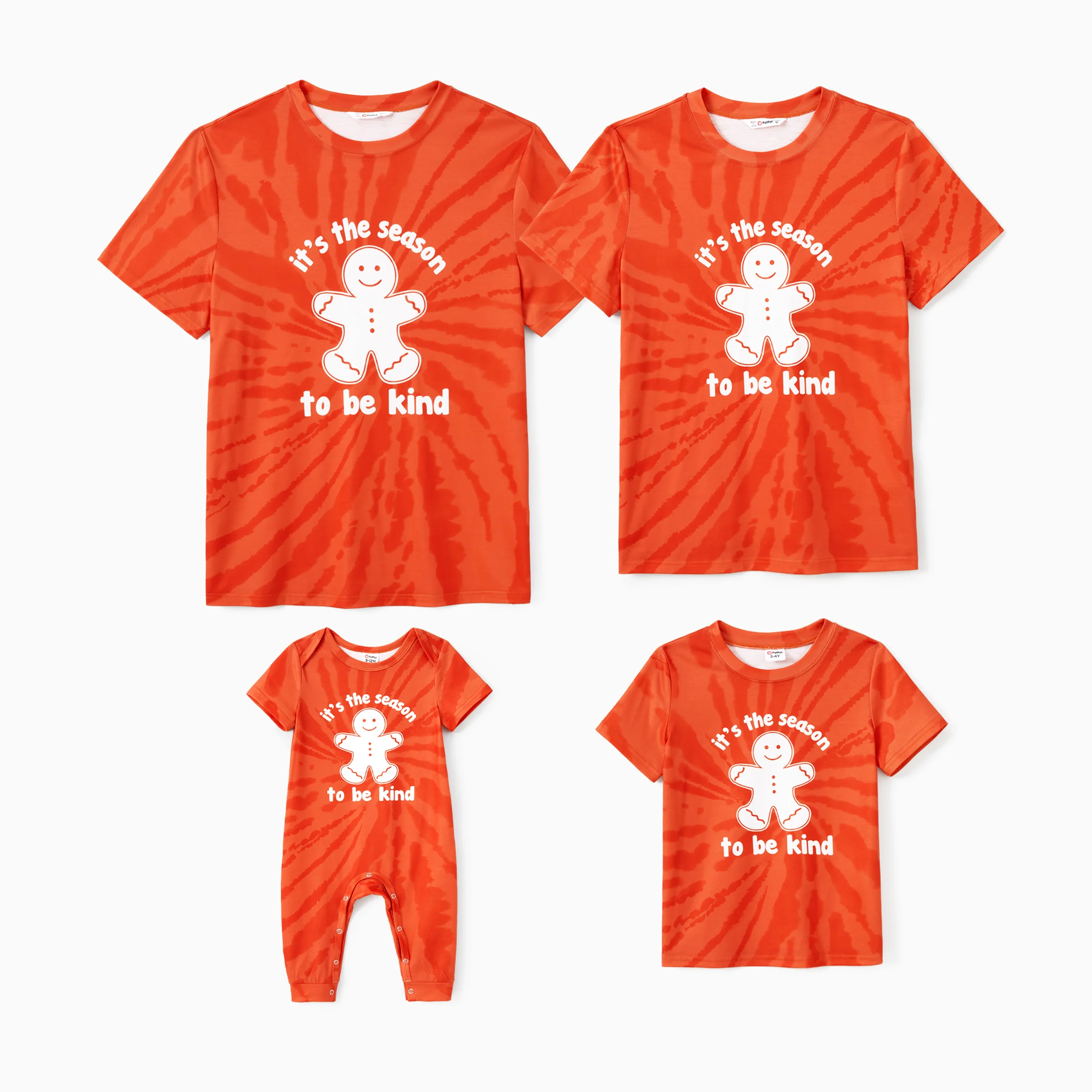 thumbnail image 2 of Camisetas navideñas a juego con el lema del hombre de jengibre teñido anudado en color naranja de PatPat, 2 of 5