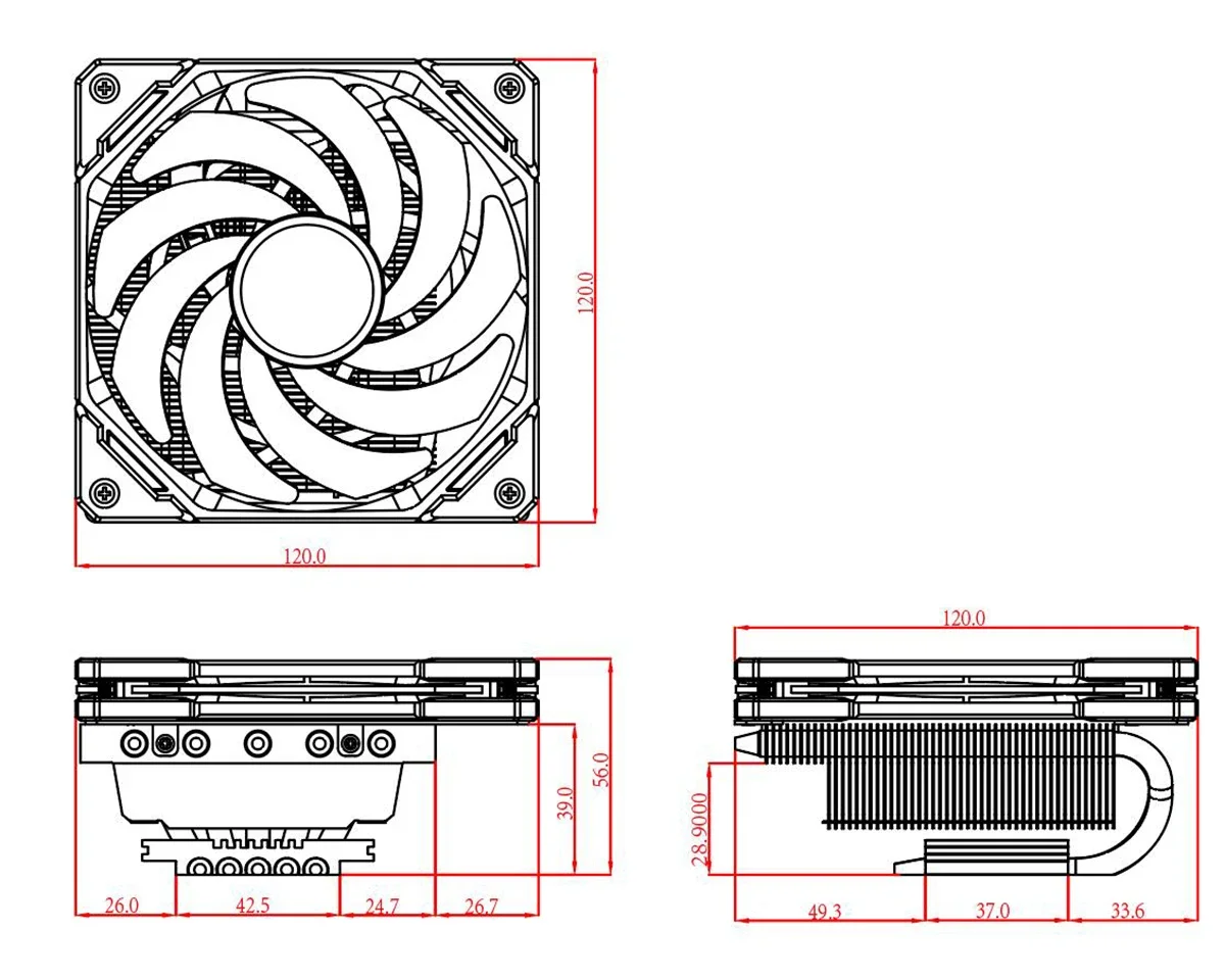 ID-Cooling IS-50X V3 Low Profile CPU Radiator LGA1700 1200 115x AM5 AM4 Heatpipe Black 12cm Fan Cooling 56mm Height For A4 Case