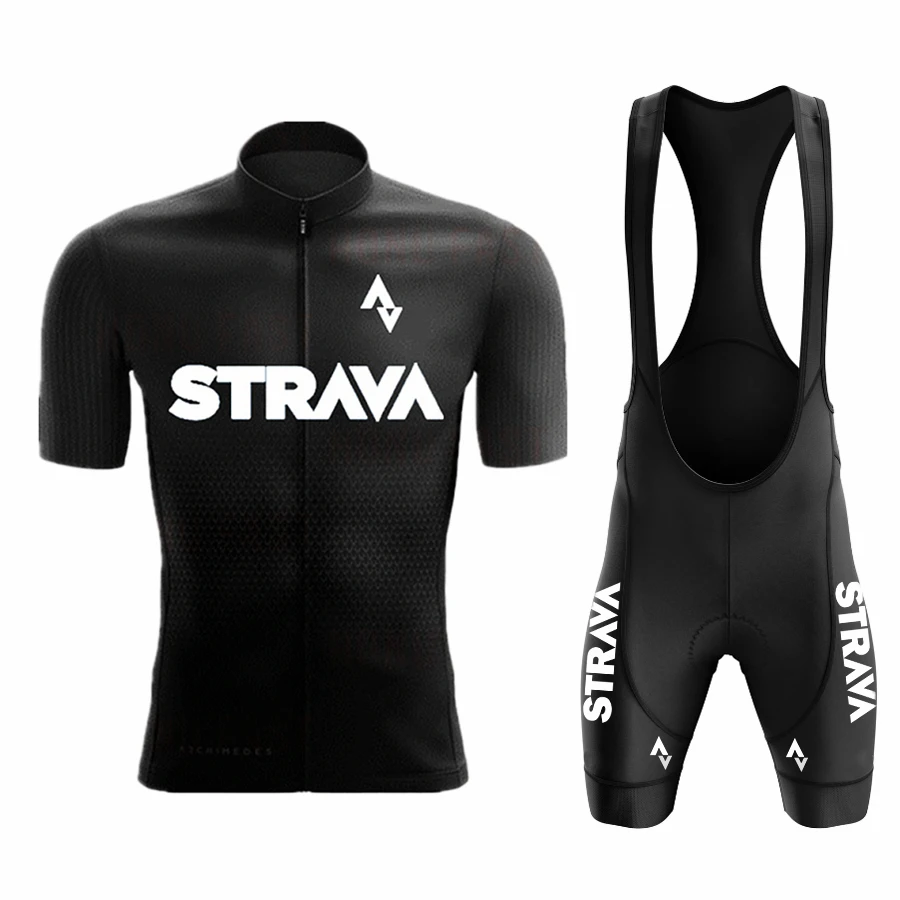 Strava-사이클링 의류 정장, 프로 자전거 팀 짧은 소매, 남성 사이클링 저지 세트, 여름 통기성, 2023