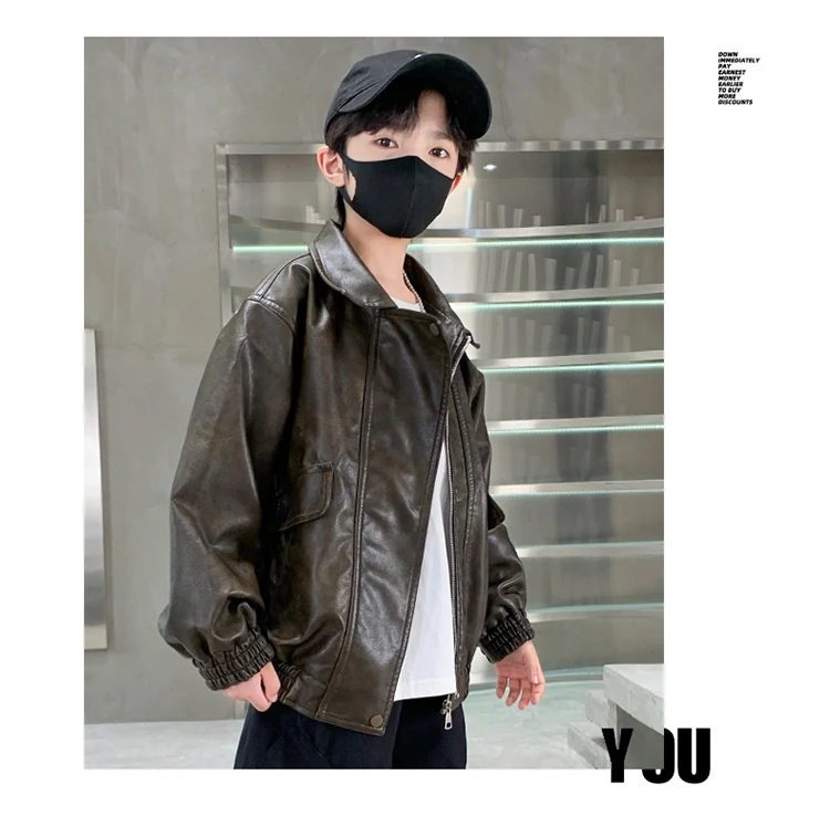 OBOVATUS Boys Leather Jacket Lifestyle