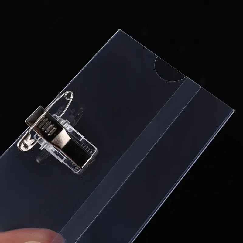 1-10pcs Name Badge Holders Clear Plastic Horizontal Name Badge Soft Working Holders with Metal Clips & Pins ID Card