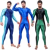 AMORESY Sexy Hot Men One Piece Skin Bodysuit Cosplay Catsuit Jumpsuits Stretch Bodystocking Spandex Zentai Suit 1