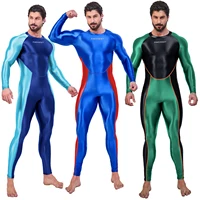 AMORESY Sexy Hot Men One Piece Skin Bodysuit Cosplay Catsuit Jumpsuits Stretch Bodystocking Spandex Zentai Suit 1