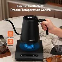 Bouilloire électrique à col de cygne CAFELFFE MK-101, bouilloire à eau et à café électrique en acier inoxydable 304 avec contrôle de la température et fonction maintien au chaud 800 ml 1500 W Noir 6