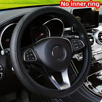 Universal Fit PU Leather Steering Wheel Cover - 3D Embossed for Enhanced Grip and Comfort, Easy Install, for 37-38cm Wheels