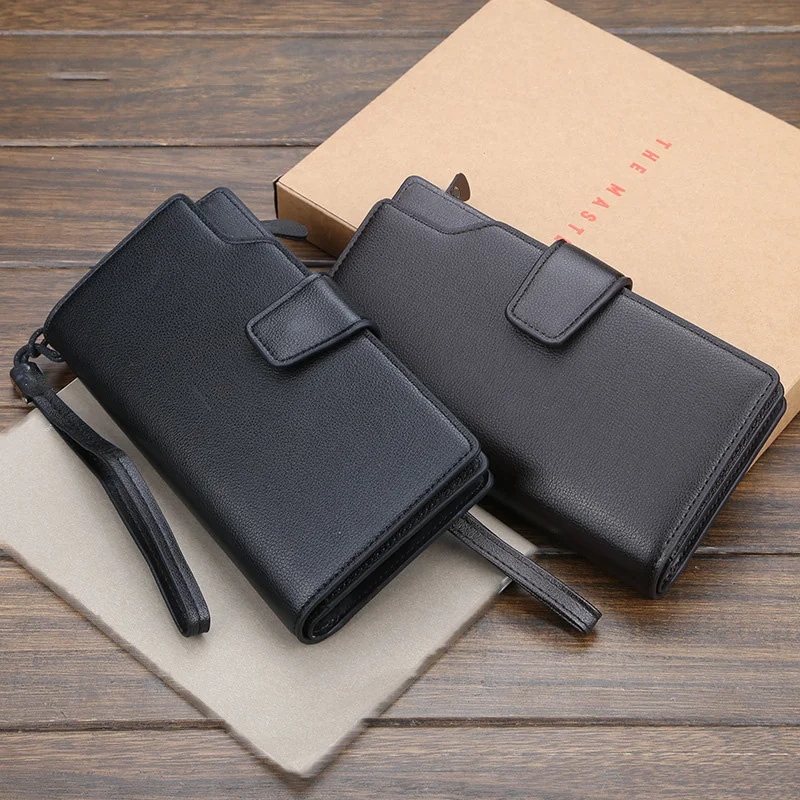Men's Long Wallet High Quality Pu Leather Wallet for Men RFID Blocking Business Clutch Bag Credit Card Holder Purse Phone Bags