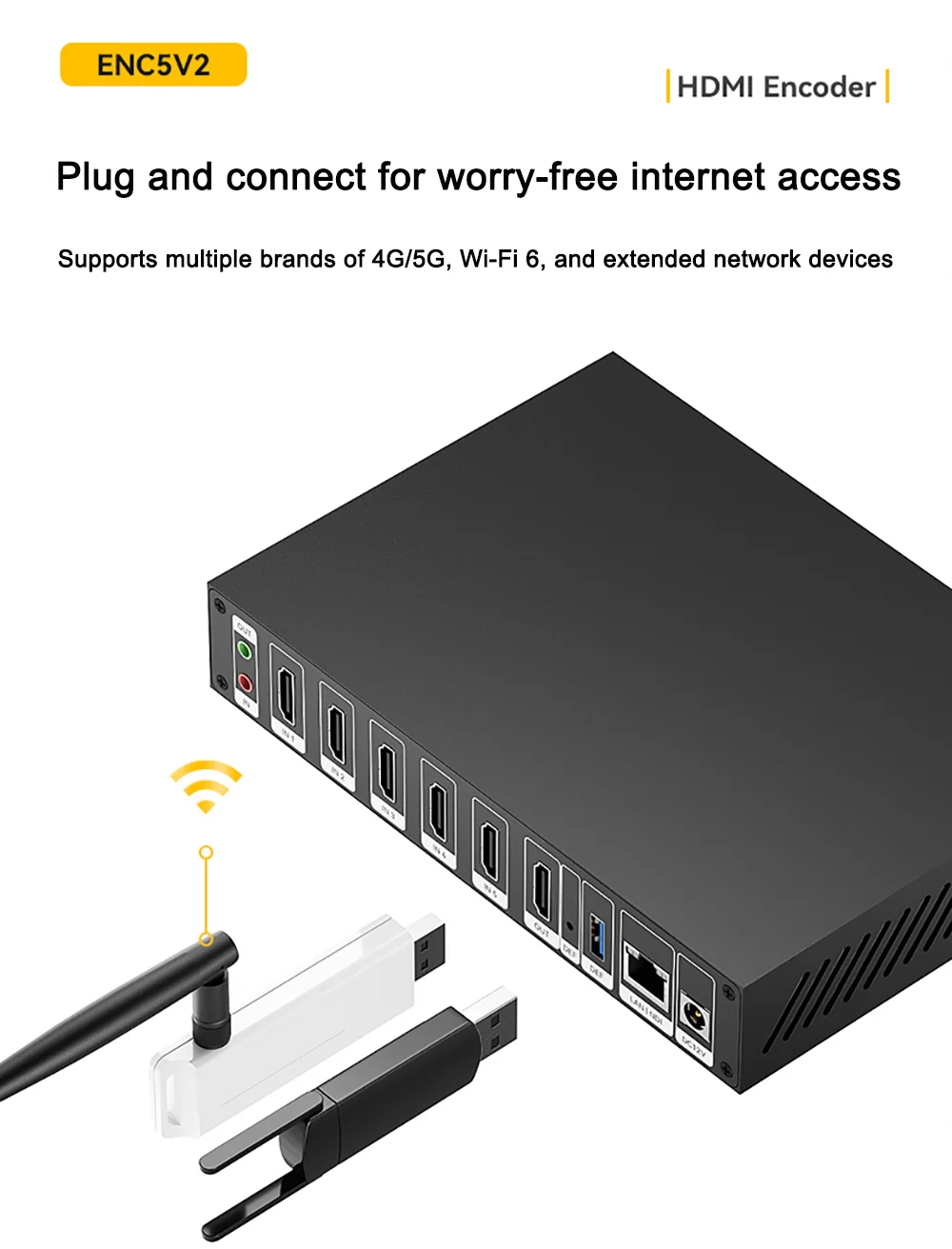 Link Pi ENC5-V2 5-port HDMI Encoder 4K@30fps Decoder 1080P NDI HX SRT RTMP RTSP