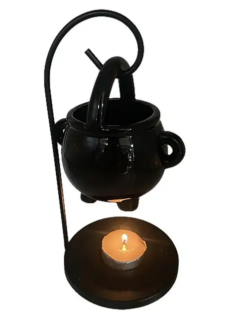 Hanging Witch Cauldron Oil Burner Witch Caldron Pot Candle Holder Smudging Incense Burning Essential Oil Diffuser for Home Decor 5