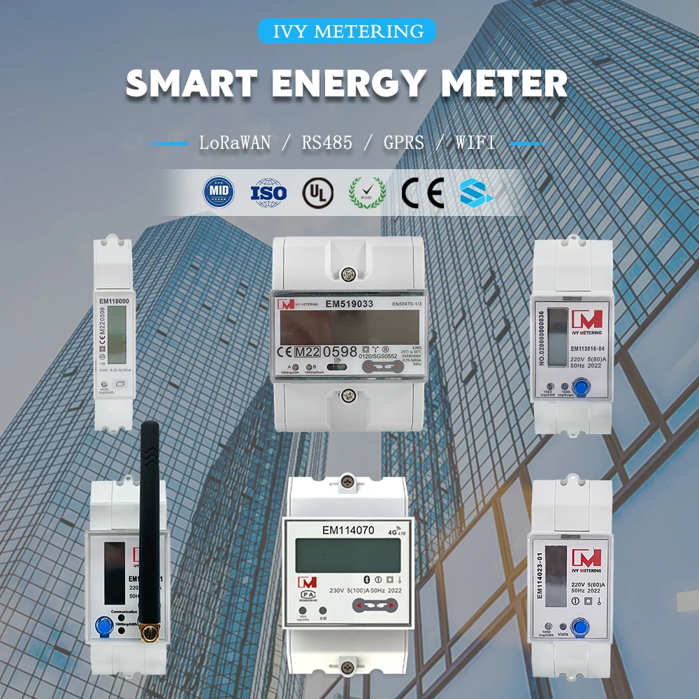 60A 80A 100A Din Rail Display Digitale Lcd Lorawan Gprs Rs485 Wifi Smart Energy Meter Con Protocollo Modbus
